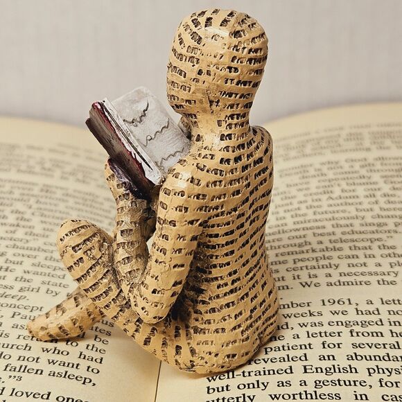 Resin Woman Reading Book Figurine Human Sculpture Bookends Bookshelf Words Skin - Picture 6 of 13